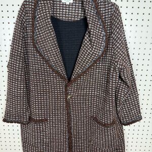 Max Studio Brown Tweed knit cardigan Blazer jacket 1X